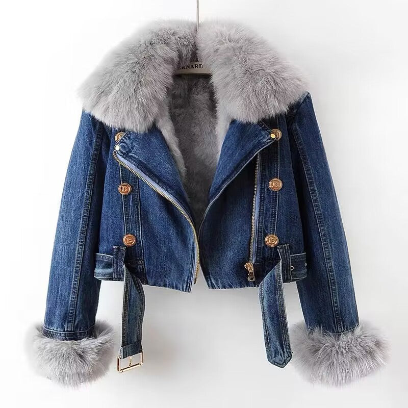 Wendbare warme Denimjacke mit Futter