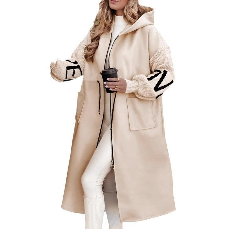 Warmer Lange Trenchcoat mit Kapuze