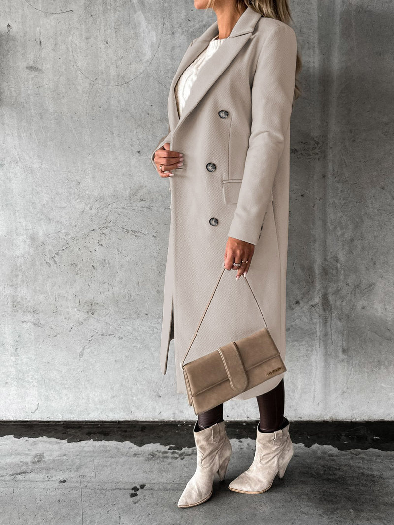 Elegante Lange Doppelknopf Winterjacke