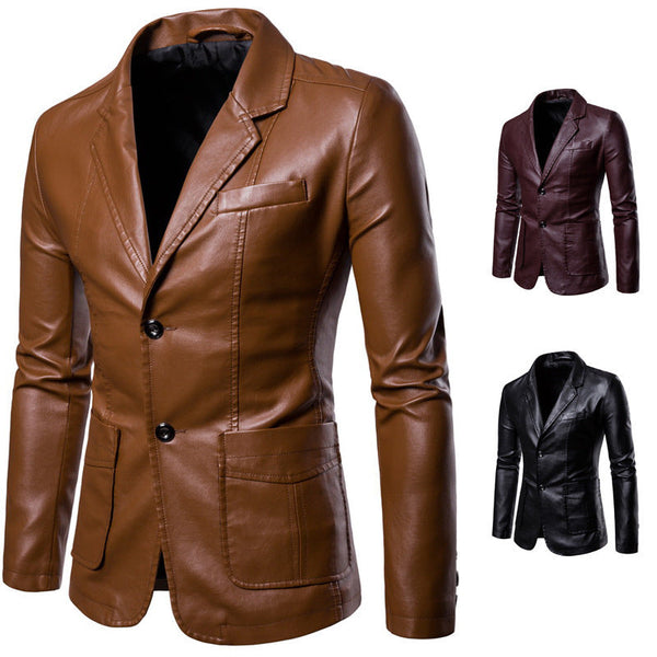 Elegante Slim-Fit PU Lederjacke