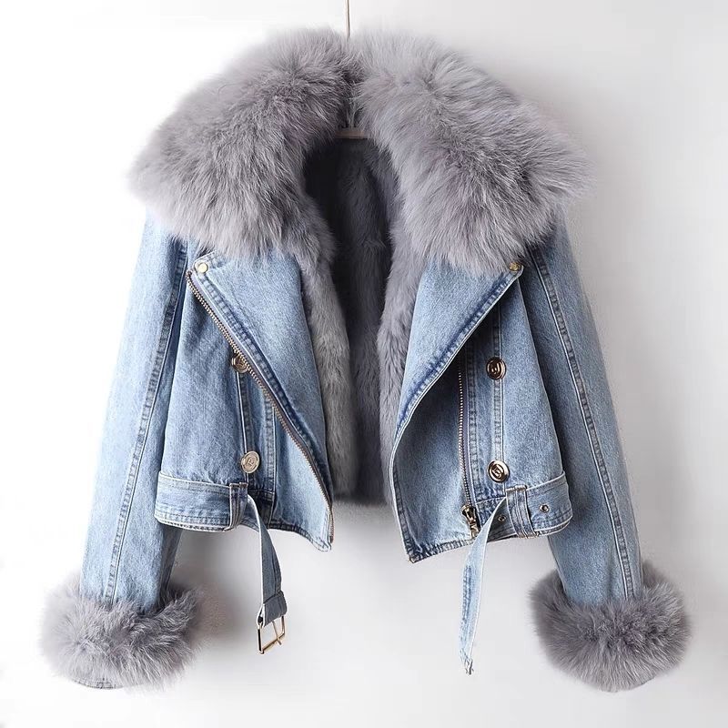 Wendbare warme Denimjacke mit Futter