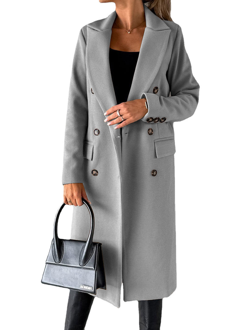 Elegante Lange Doppelknopf Winterjacke