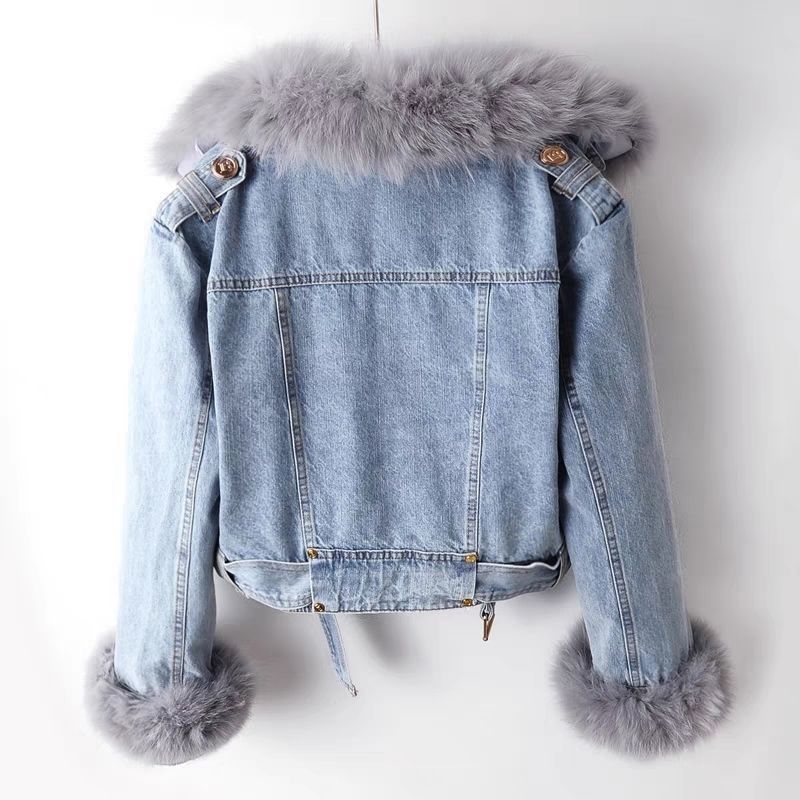 Wendbare warme Denimjacke mit Futter