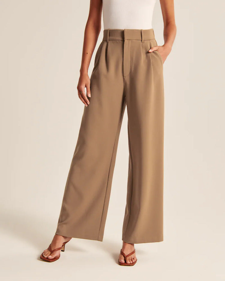 Elegante Hohe Taille Weite Hose mit Taschen