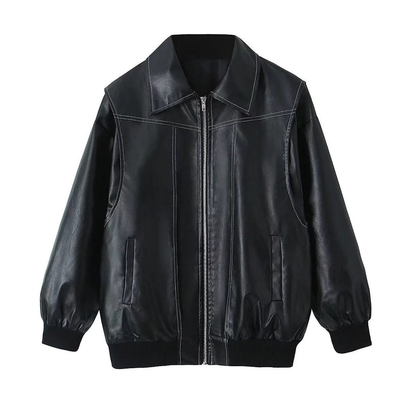 Elegante Schwarze Bikerjacke mit Reißverschluss