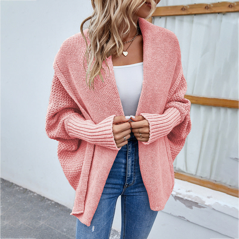 Warmer oversized Strickcardigan mit Vleermuismouwen