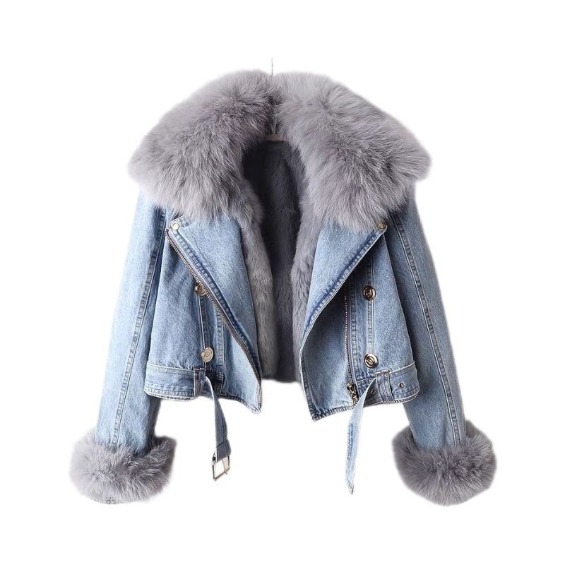 Wendbare warme Denimjacke mit Futter