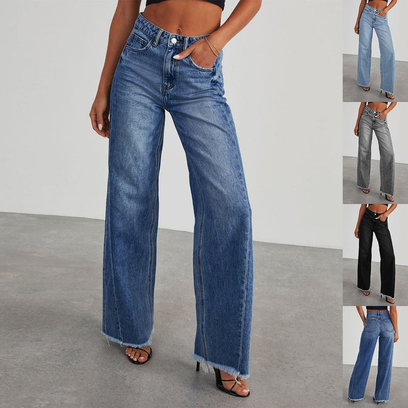 Trendige Hochtaillen-Jeans mit weitem Schnitt