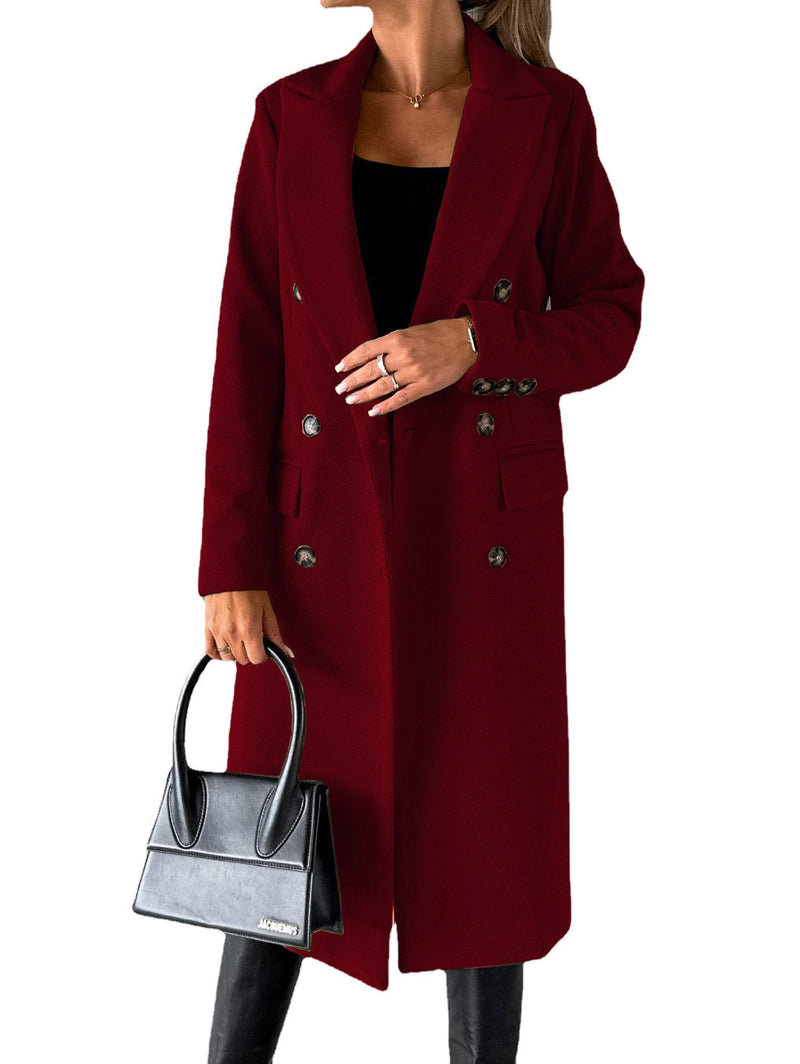 Elegante Lange Doppelknopf Winterjacke