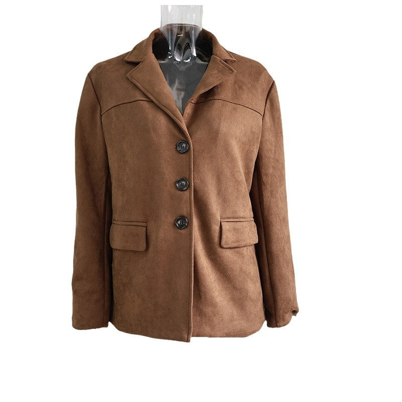 Elegante Braune Langarmjacke mit Taschen