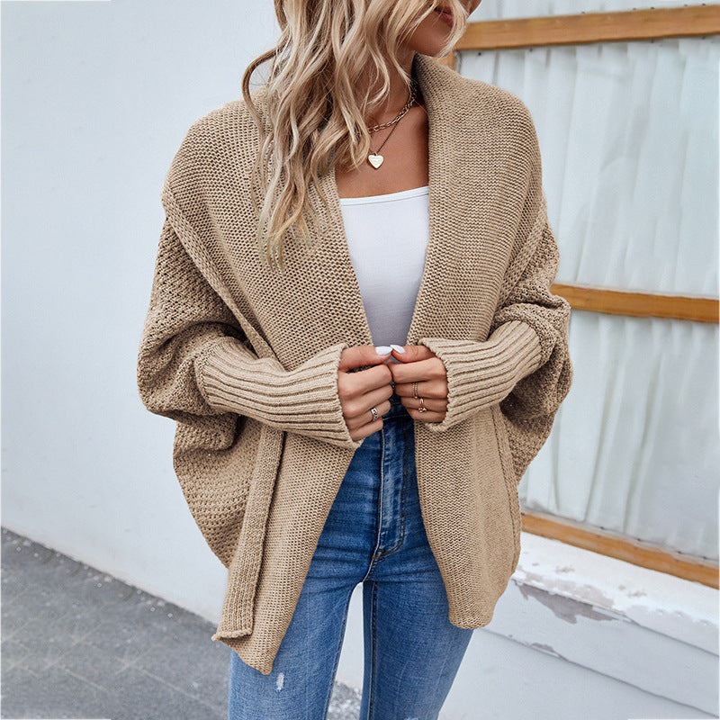 Warmer oversized Strickcardigan mit Vleermuismouwen