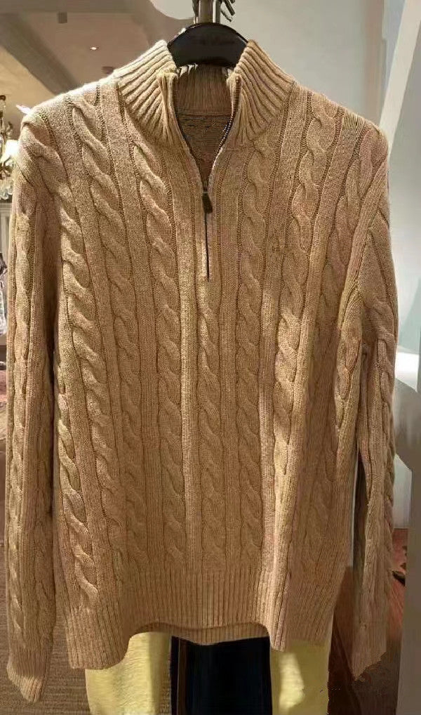 Elegante Baumwollpullover mit Halbreißverschluss