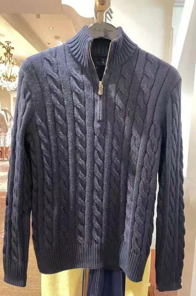 Elegante Baumwollpullover mit Halbreißverschluss