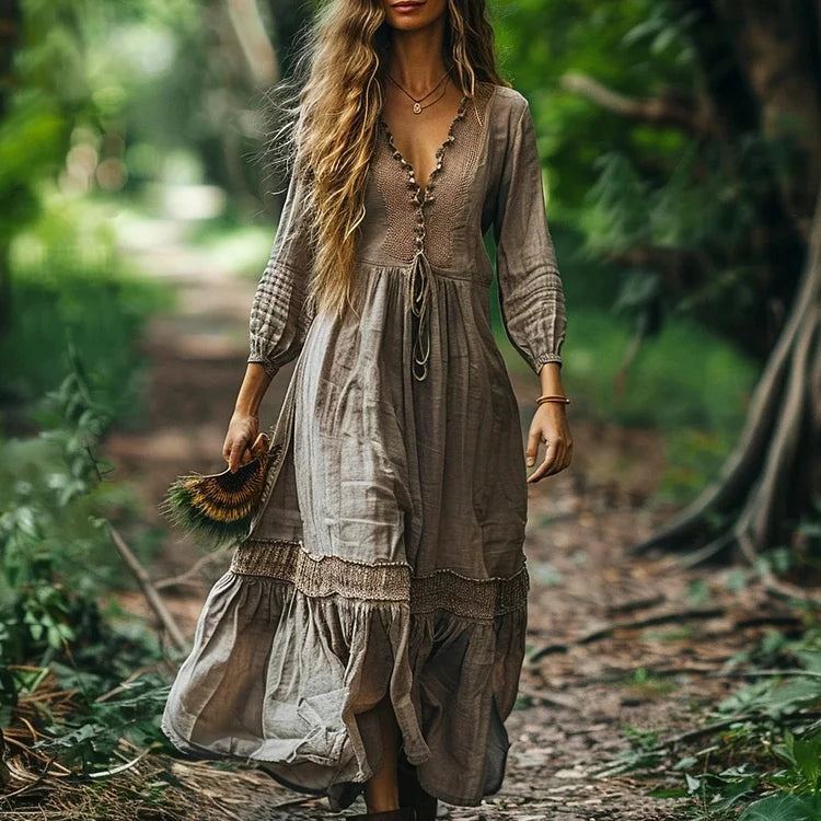 Elegante Boho Maxikleid aus Viskose