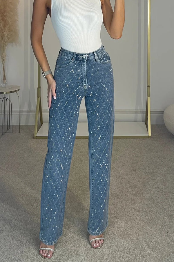 Elegante Denim-Hose mit funkelnden Details