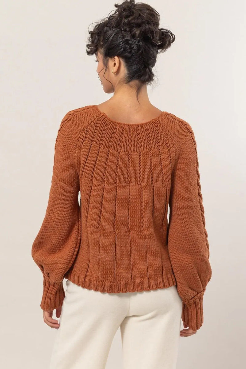 Elegante Kabelstrickpullover mit Rundhals