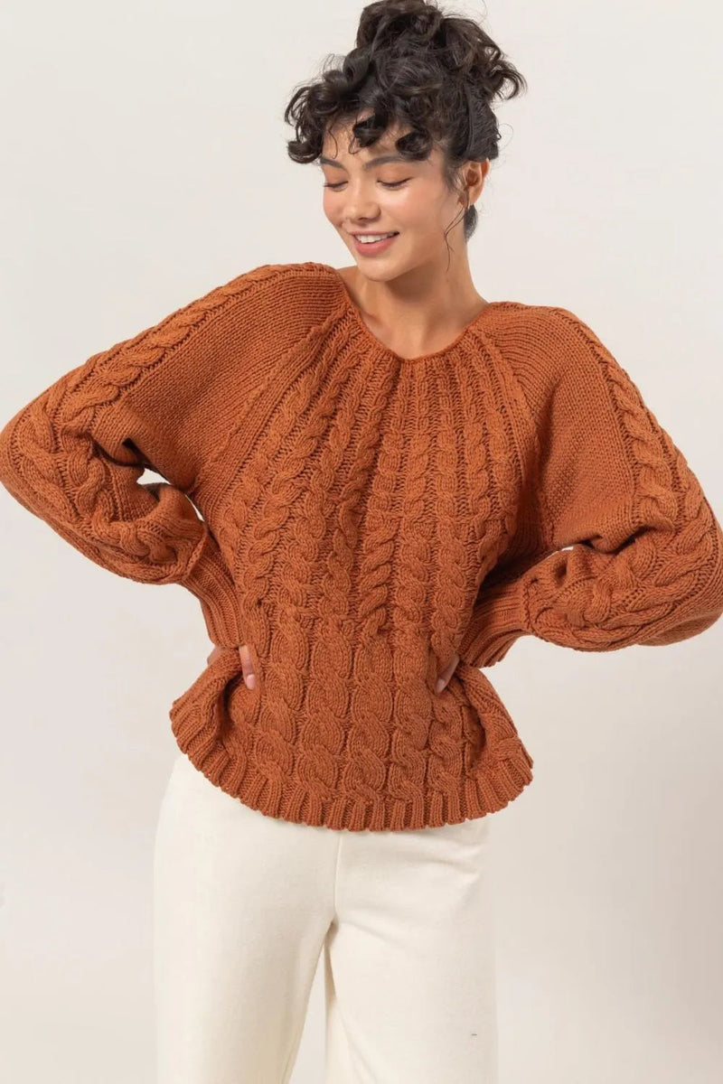 Elegante Kabelstrickpullover mit Rundhals