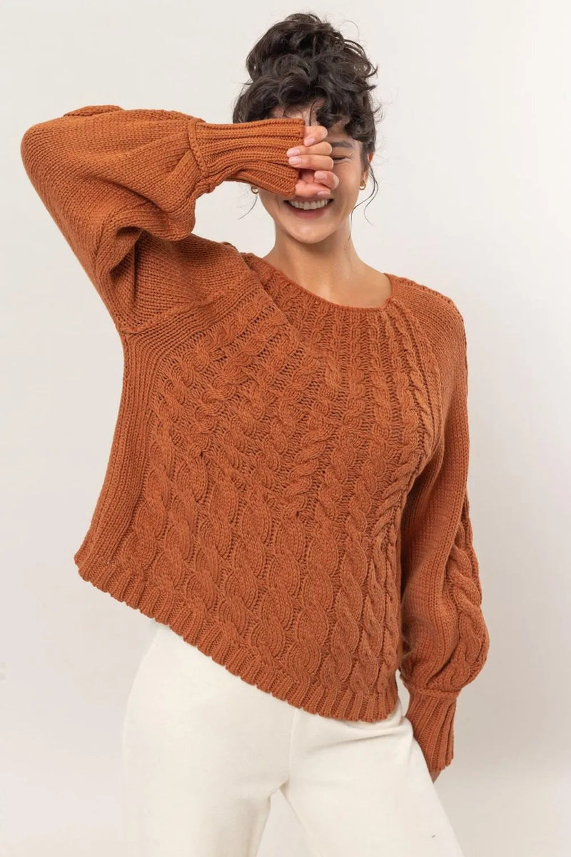 Elegante Kabelstrickpullover mit Rundhals