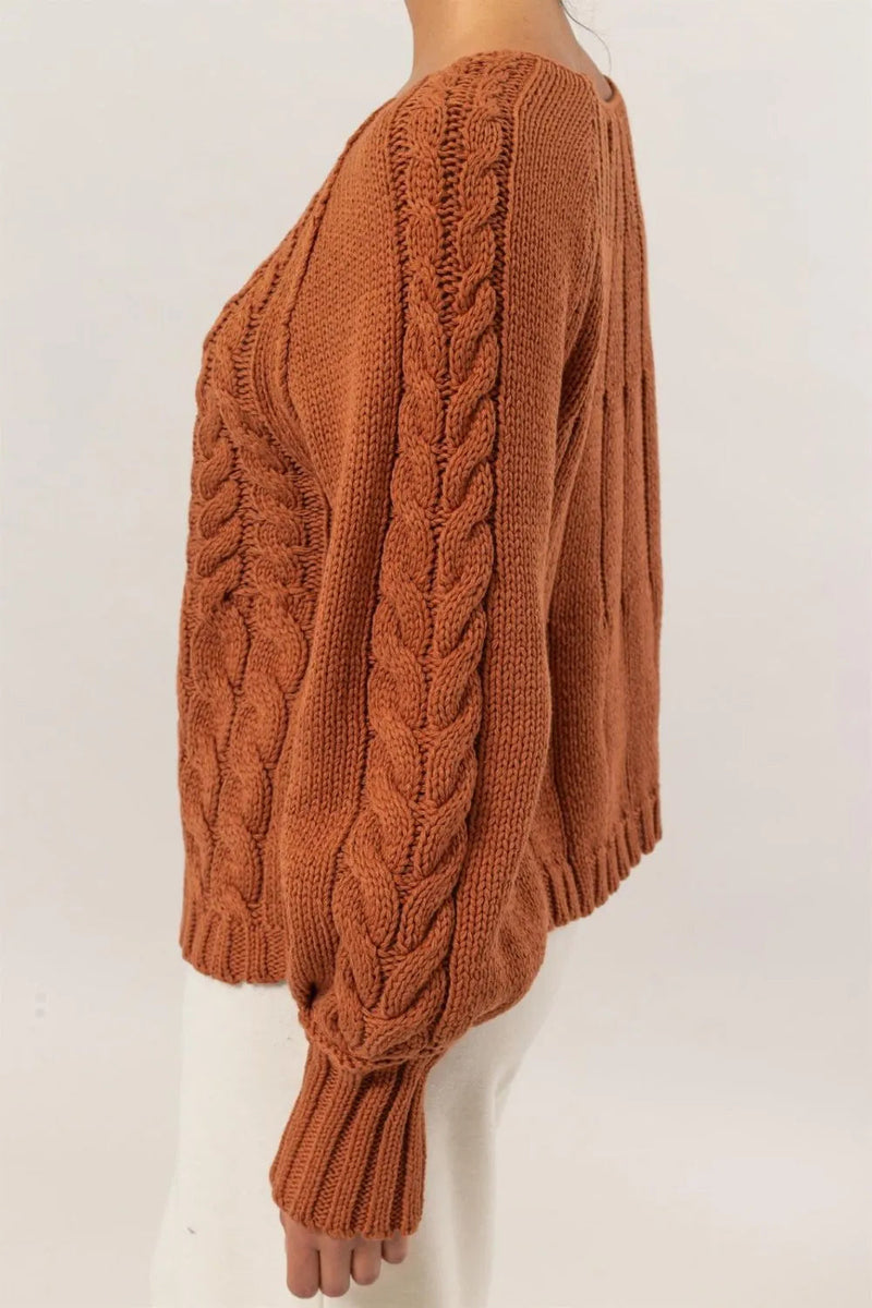 Elegante Kabelstrickpullover mit Rundhals