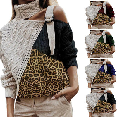 Elegante Leopardenmuster Winterpullover