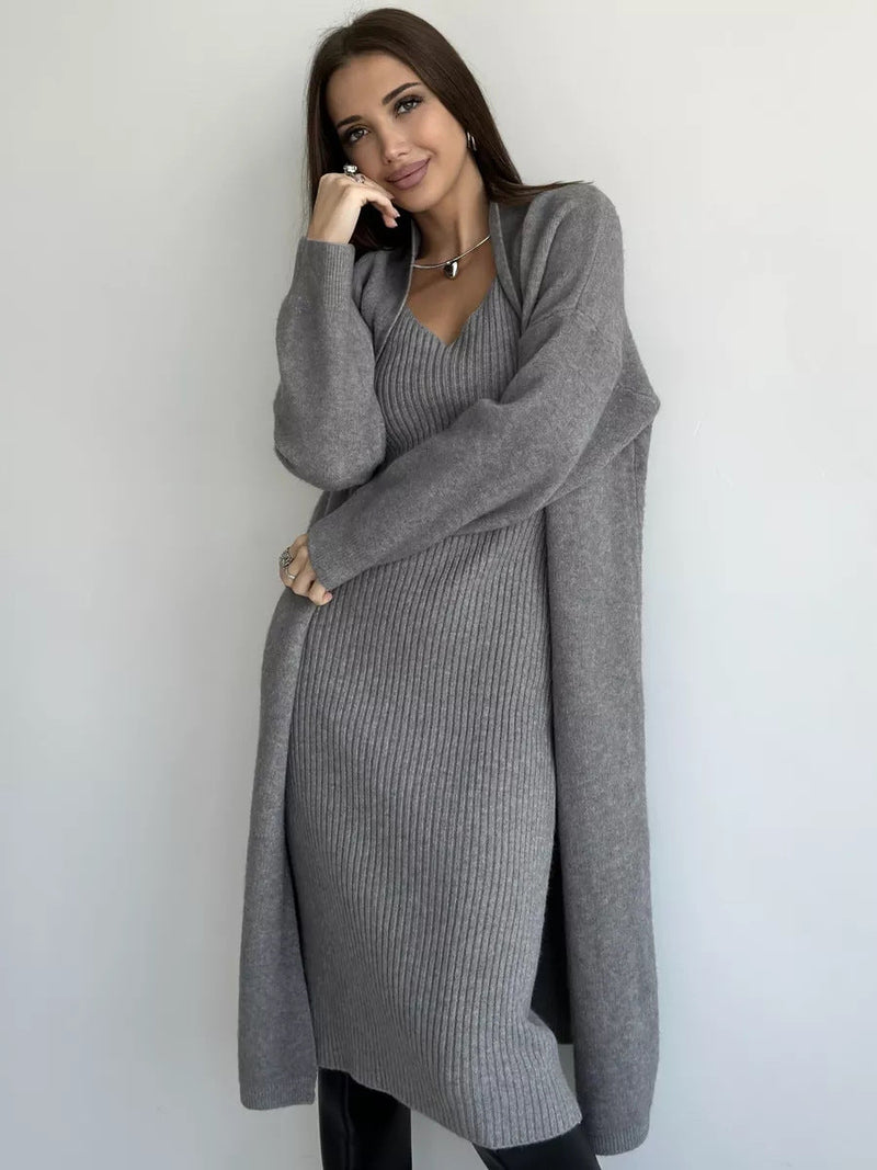 Elegante Maxi Jurk met Warme Cardigan