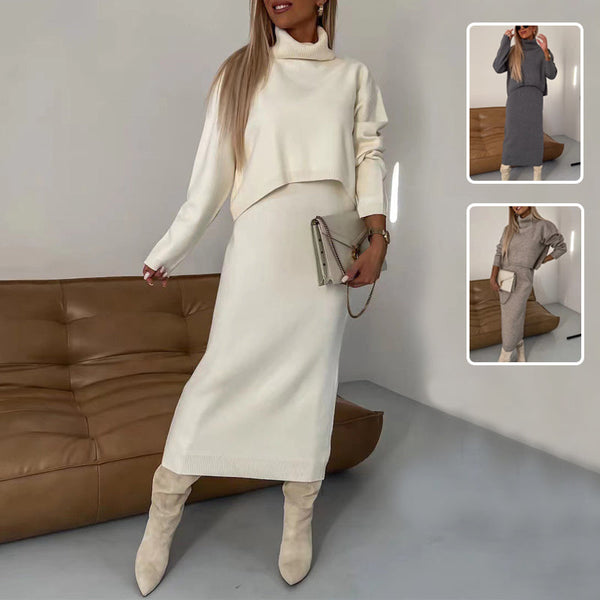 Elegante Maxi Kleid und Pullover Set