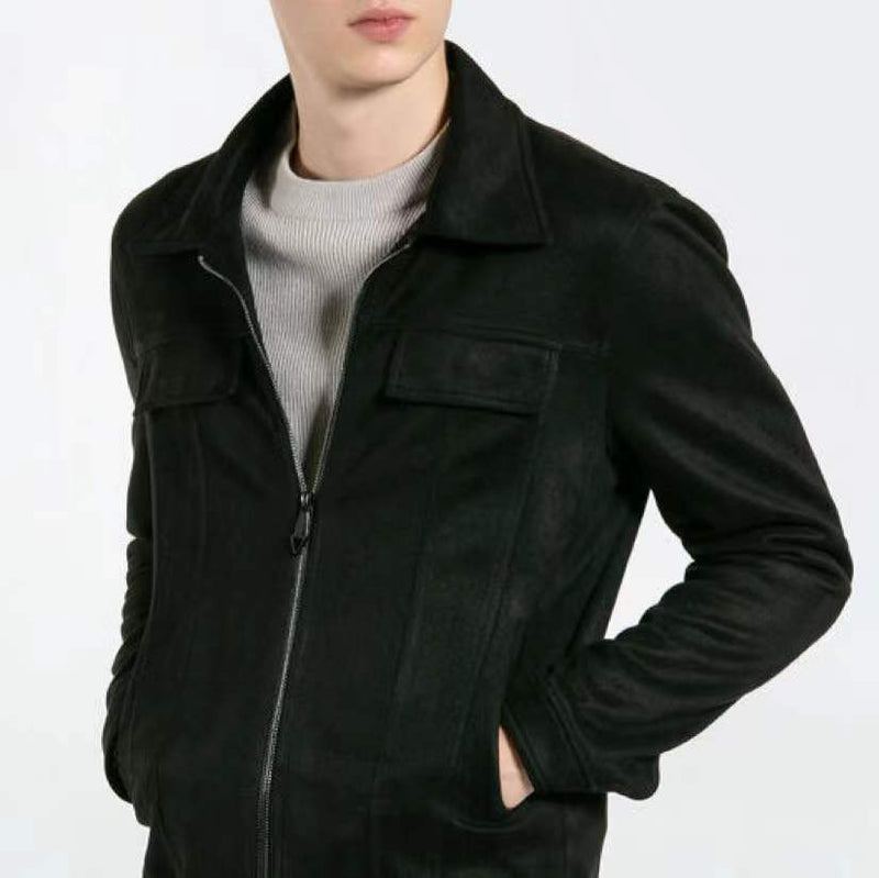 Elegante Suede Jacke mit Lape-Kragen