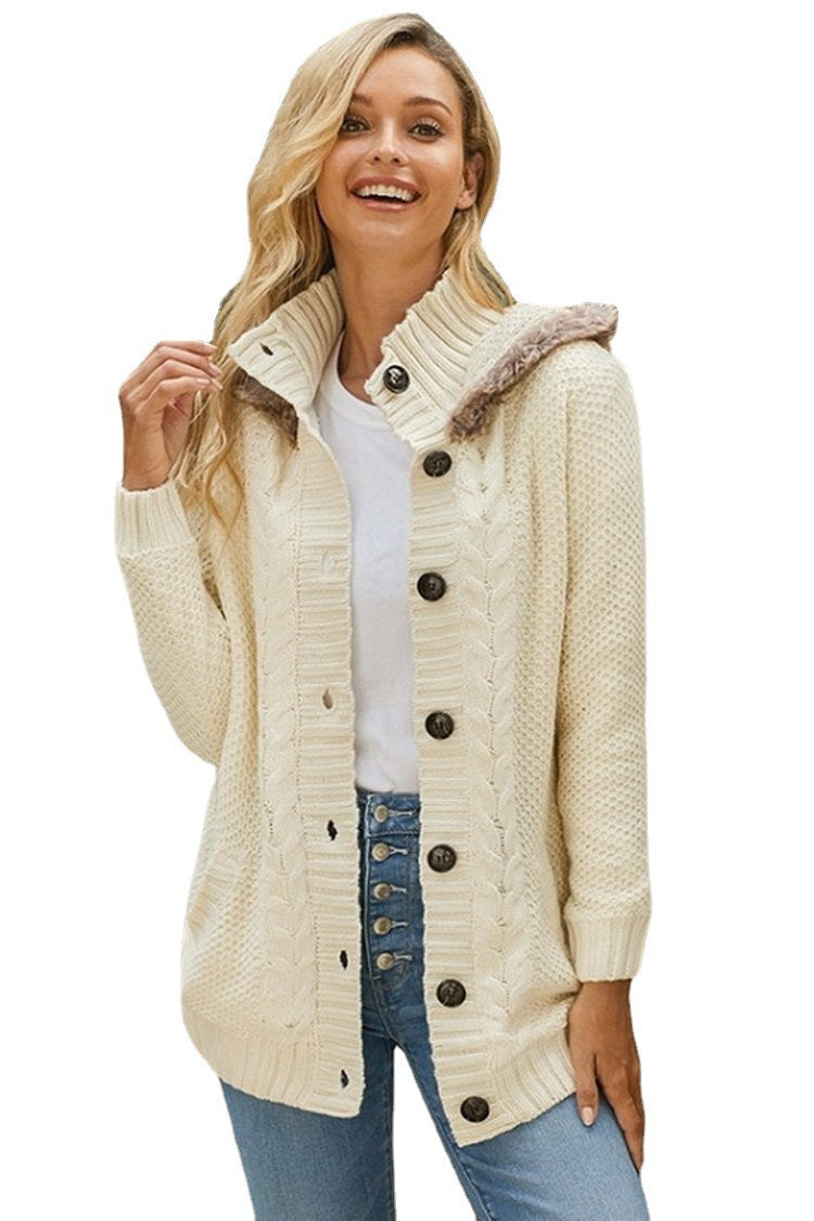 Elegante Wollmischung V-Ausschnitt Strickjacke