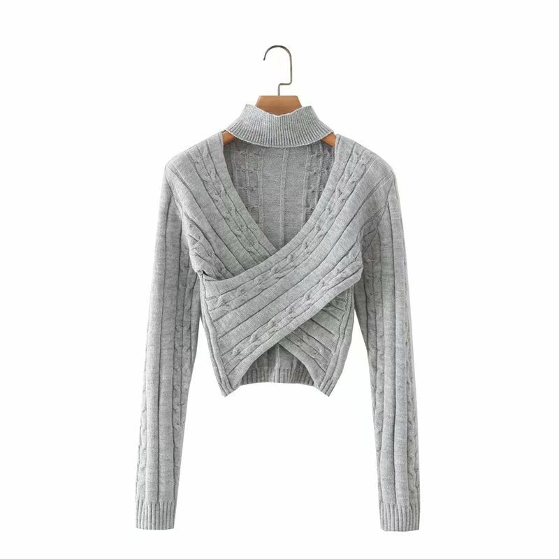 Elegante graue Strickpullover für Damen