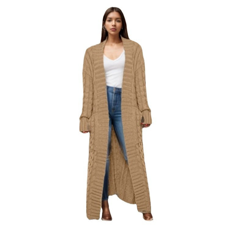 Elegante lange Strickjacke mit praktischen Taschen