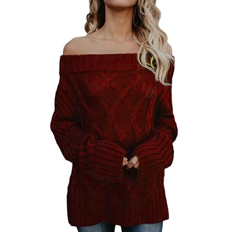 Elegante warme Strickpullover mit lockeren Ärmeln