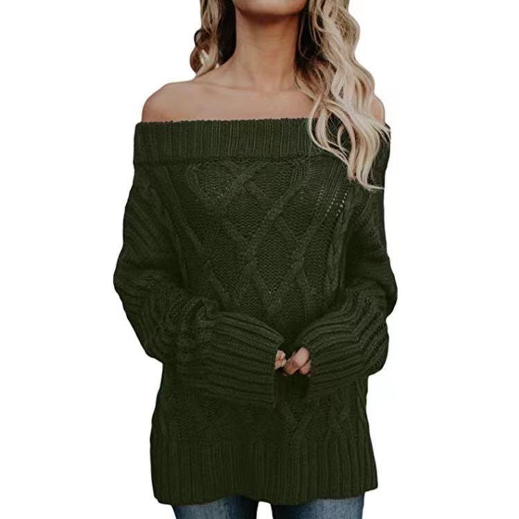 Elegante warme Strickpullover mit lockeren Ärmeln