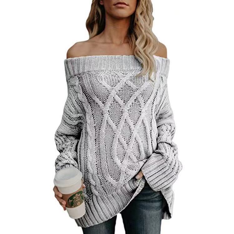 Elegante warme Strickpullover mit lockeren Ärmeln