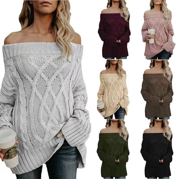 Elegante warme Strickpullover mit lockeren Ärmeln