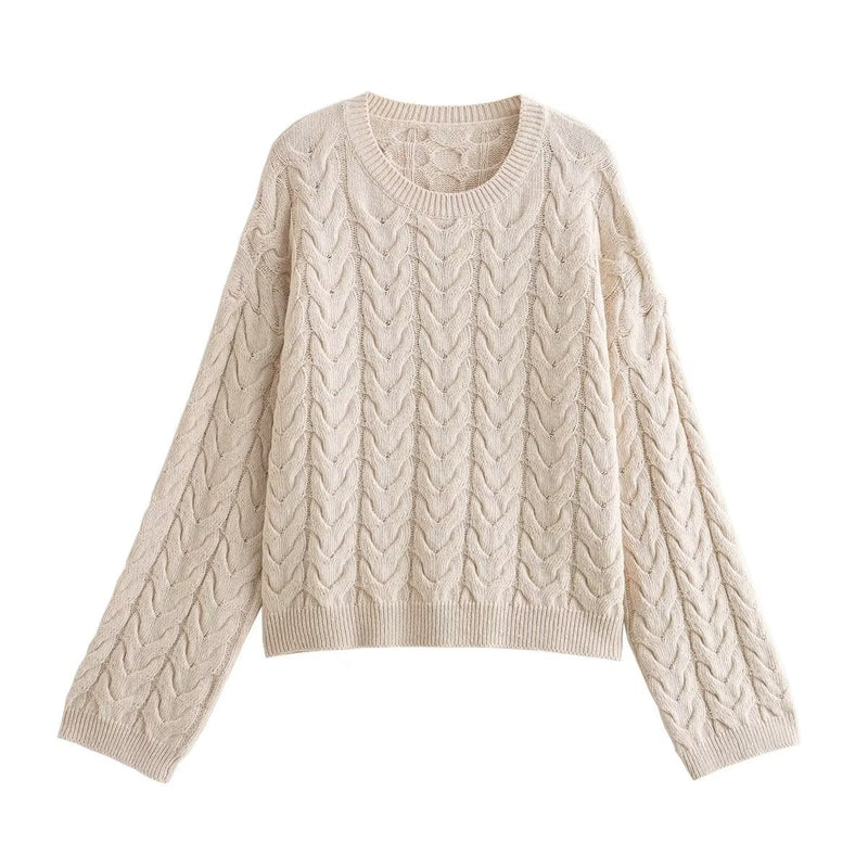 Elegante weiche Strickpullover mit Rundhalsausschnitt