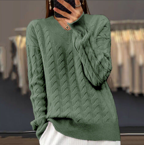 Eleganter V-Ausschnitt Pullover aus Wollmischung