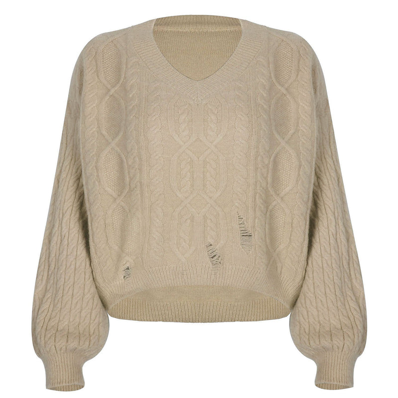 Eleganter V-Ausschnitt Pullover mit langen Ärmeln