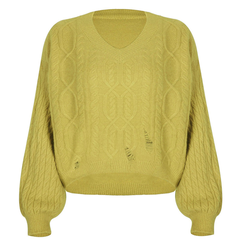 Eleganter V-Ausschnitt Pullover mit langen Ärmeln