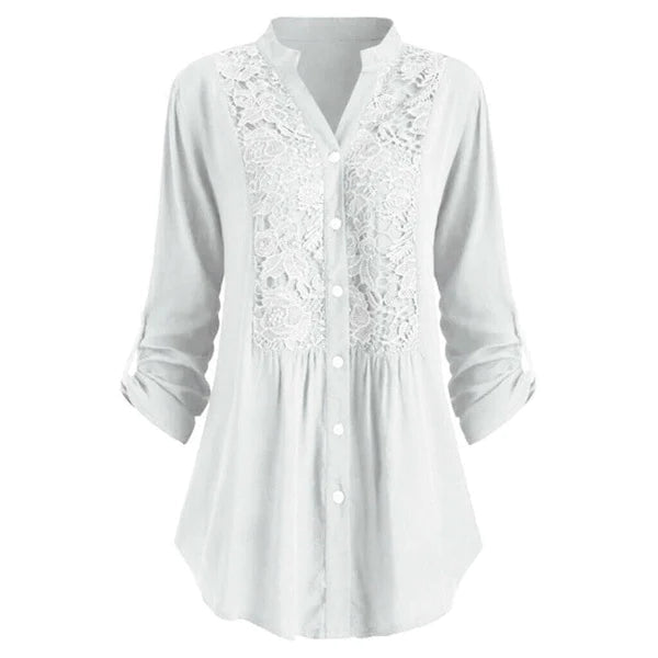 Lange Elegante Bluse mit Puffärmeln