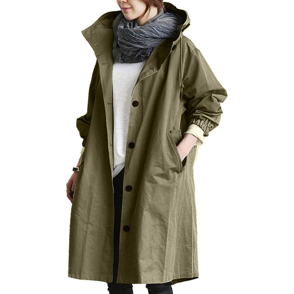 Lange wasserdichte Damen Regenjacke