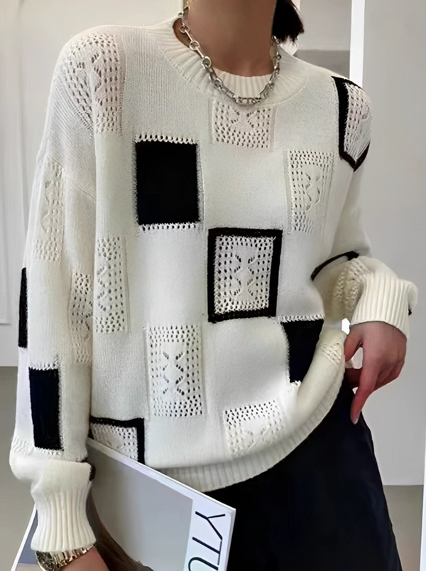 Modern bedruckter Pullover mit langen Ärmeln