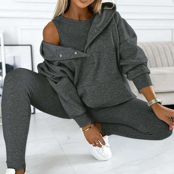 Sportliche Damen Hoodie Set mit Kapuze