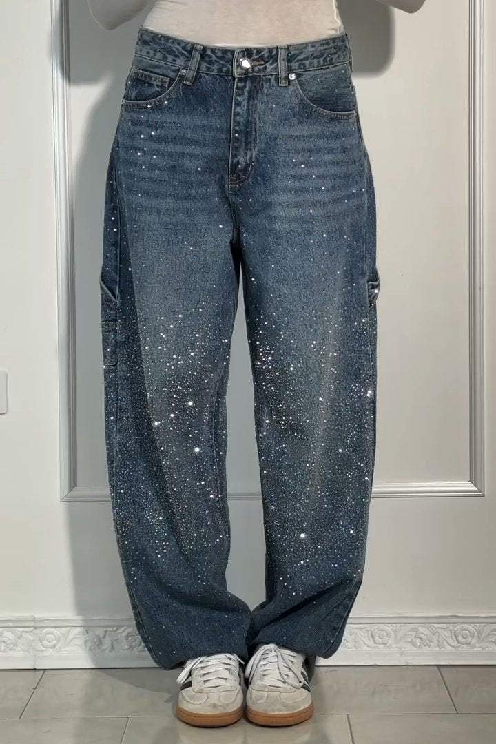 Stylische Harem-Jeans mit Glitzerakzenten