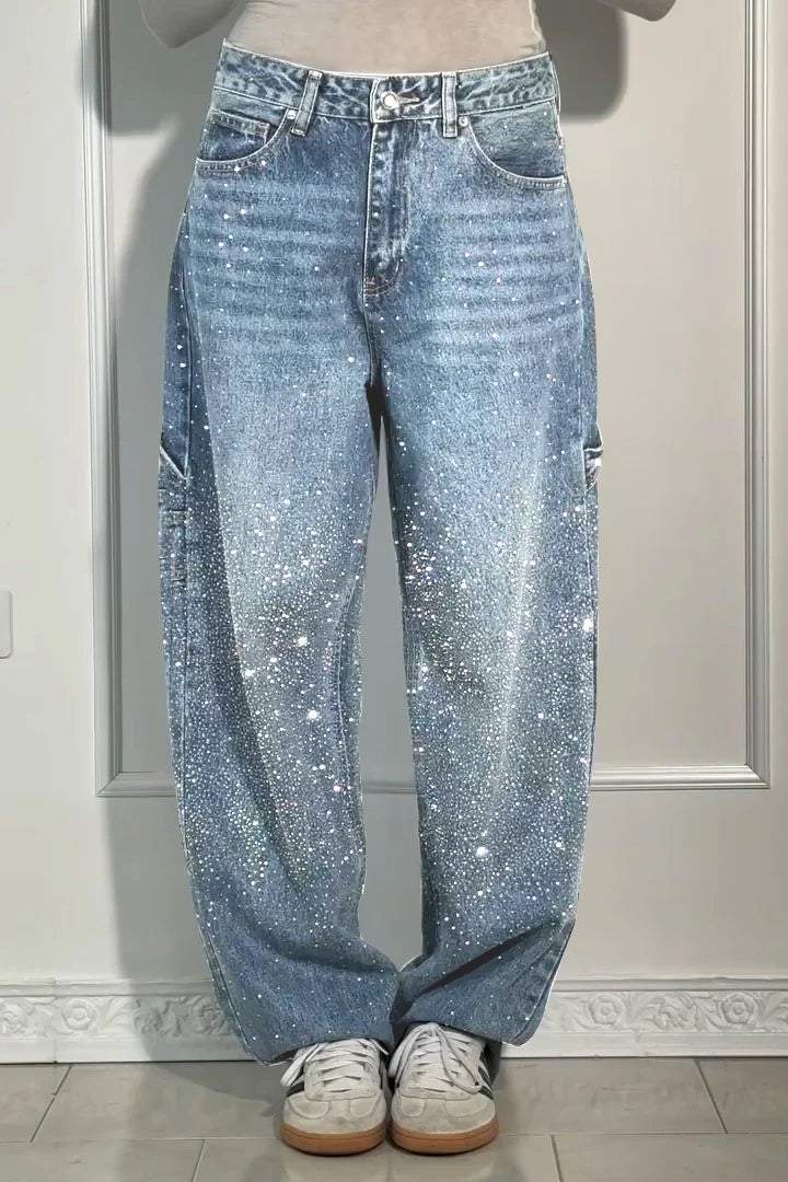 Stylische Harem-Jeans mit Glitzerakzenten