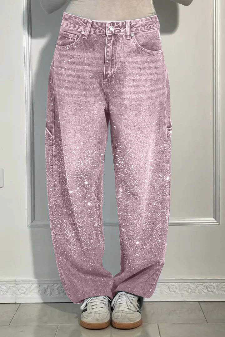 Stylische Harem-Jeans mit Glitzerakzenten