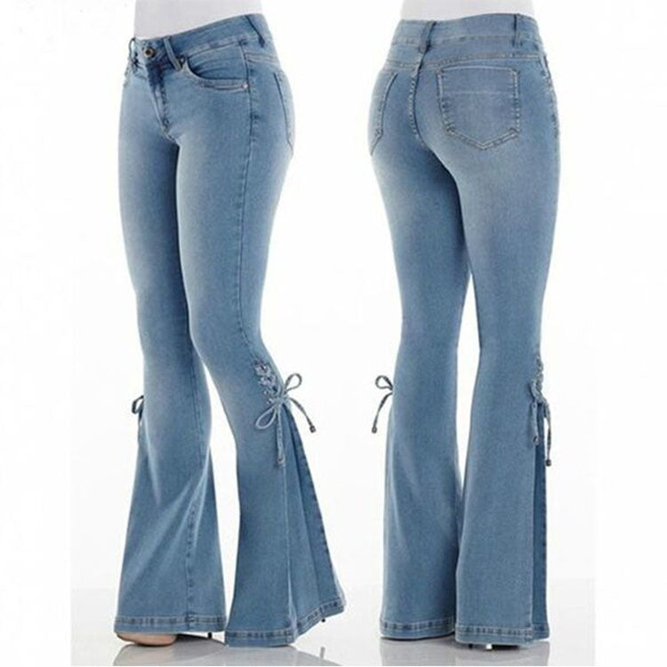 Trendige Damen Stretch-Jeans mit modischem Used-Look