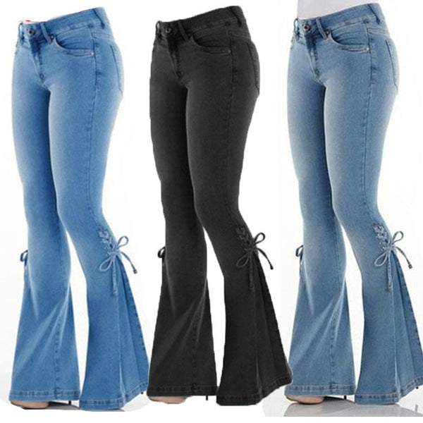 Trendige Damen Stretch-Jeans mit modischem Used-Look