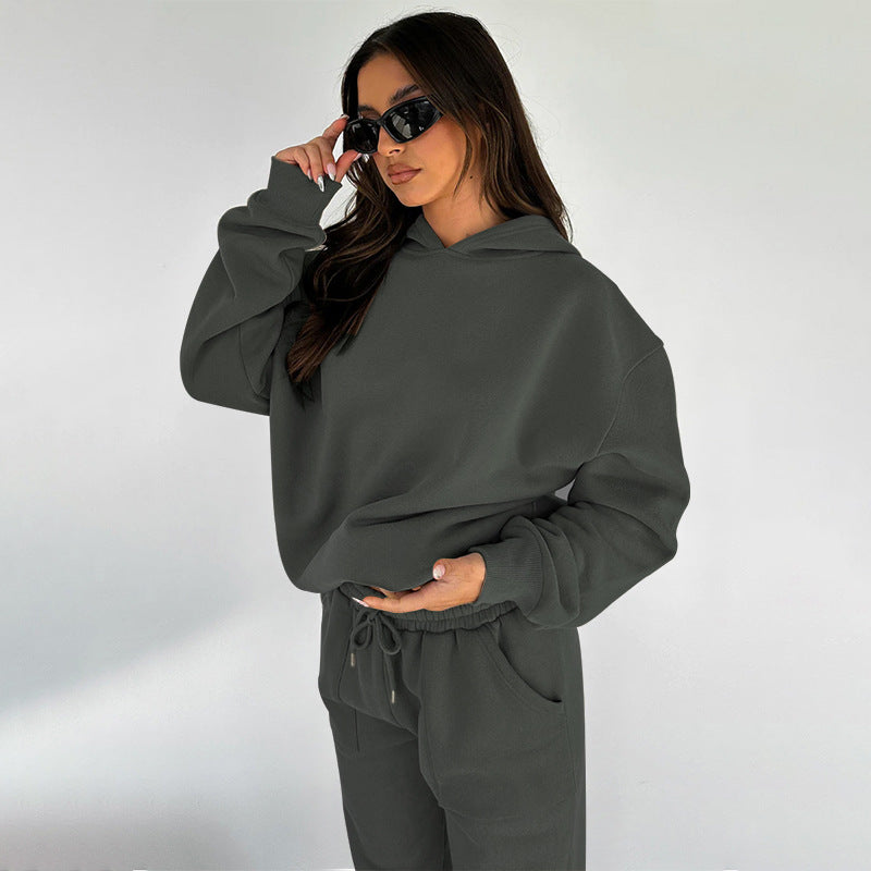 Warme Effen Kapuzenpullover Set