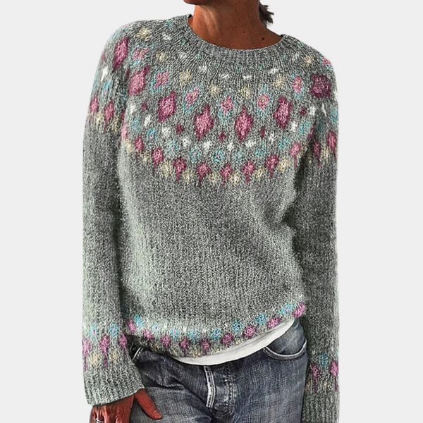 Gemusterter warmer Wollpullover für kalte Tage