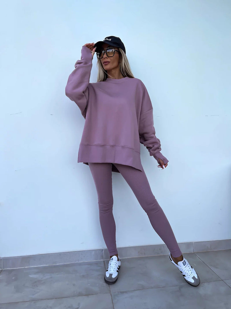 Weicher Langarm Sweater mit Hose Set